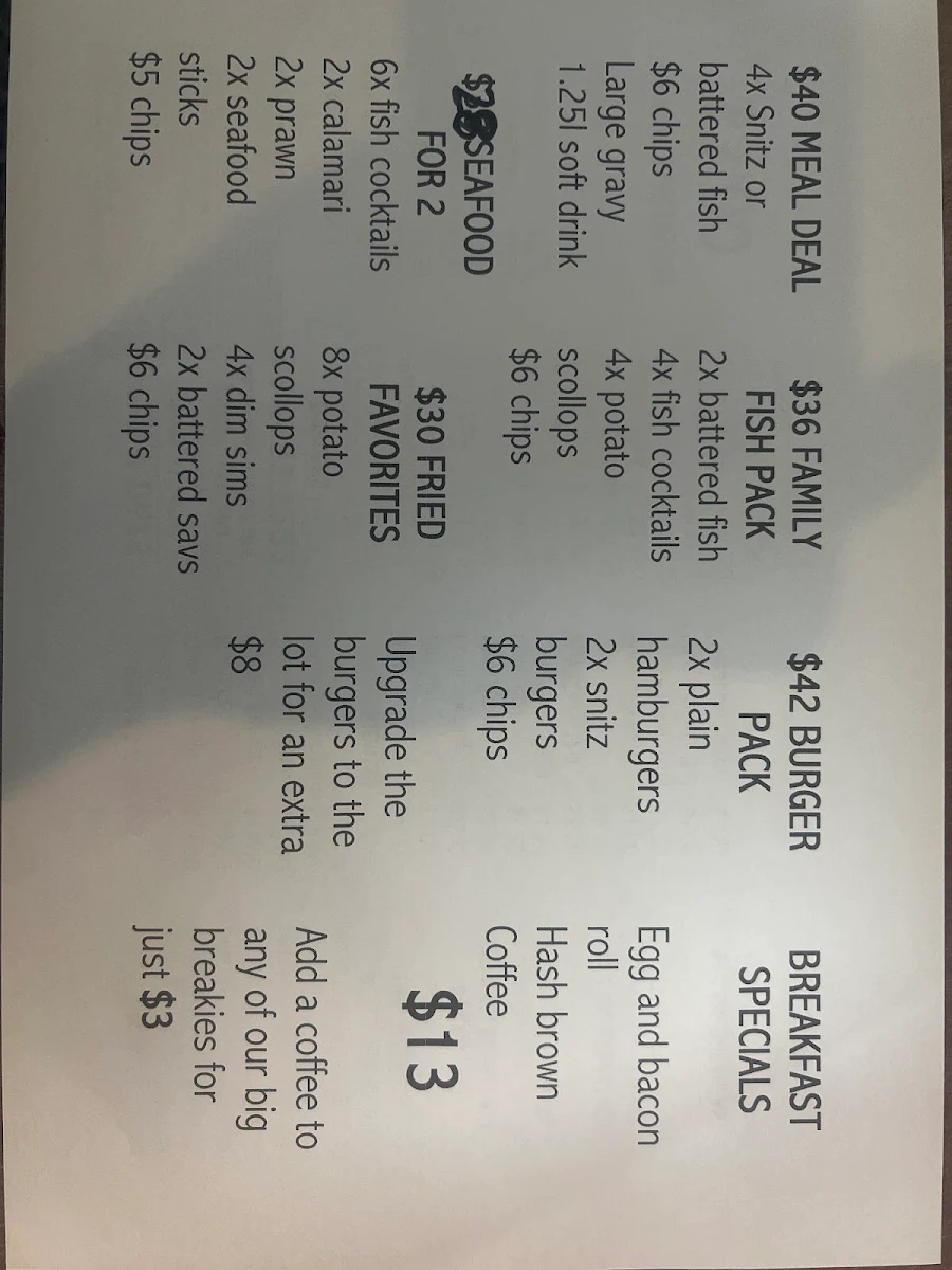 Menu, Lukes Cafe & Takeaway