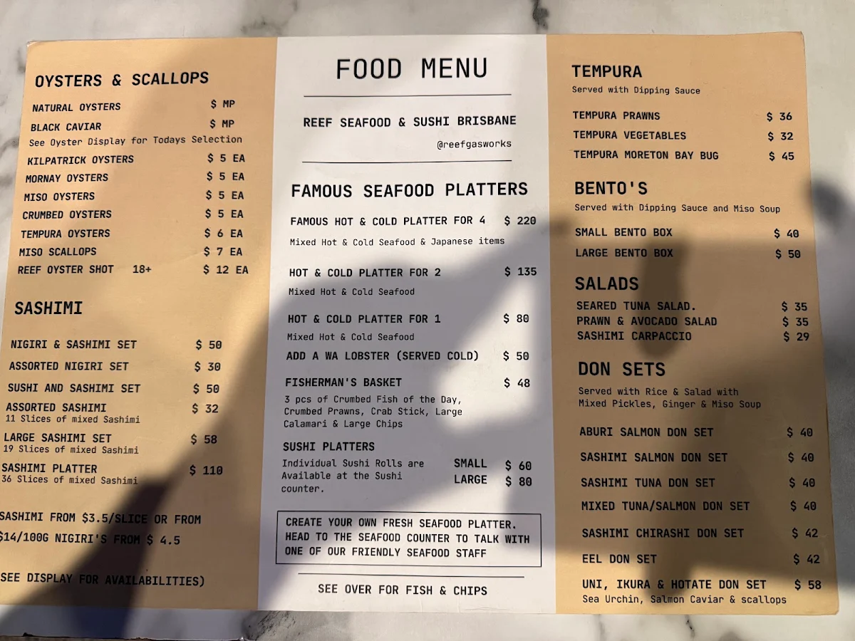 Menu, Reef Gasworks