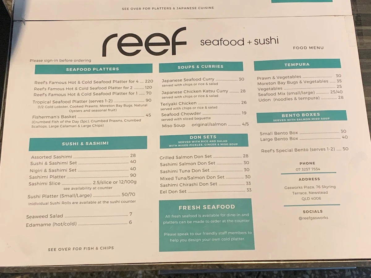 Menu, Reef Gasworks