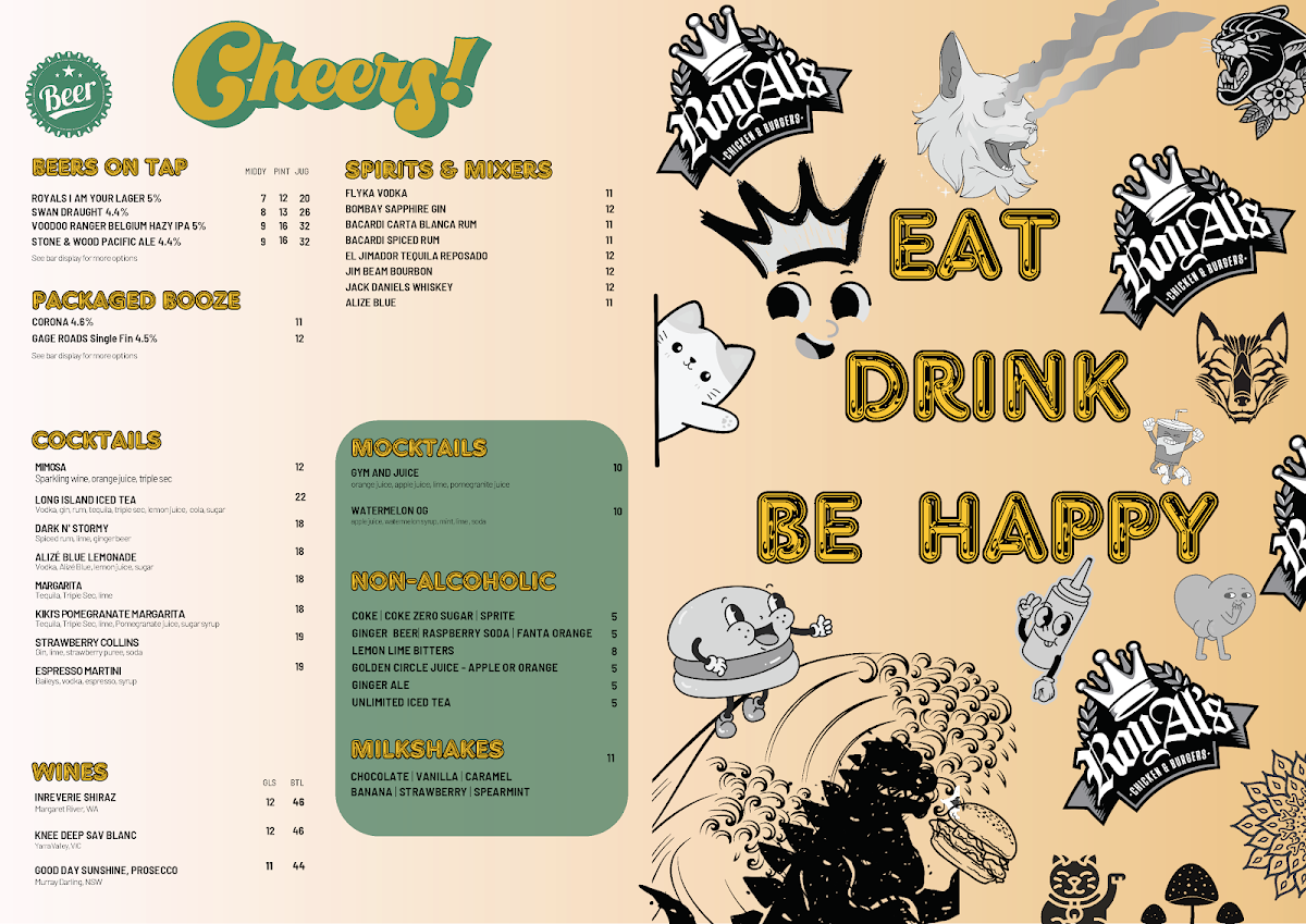 Menu, RoyAl's Chicken and Burgers