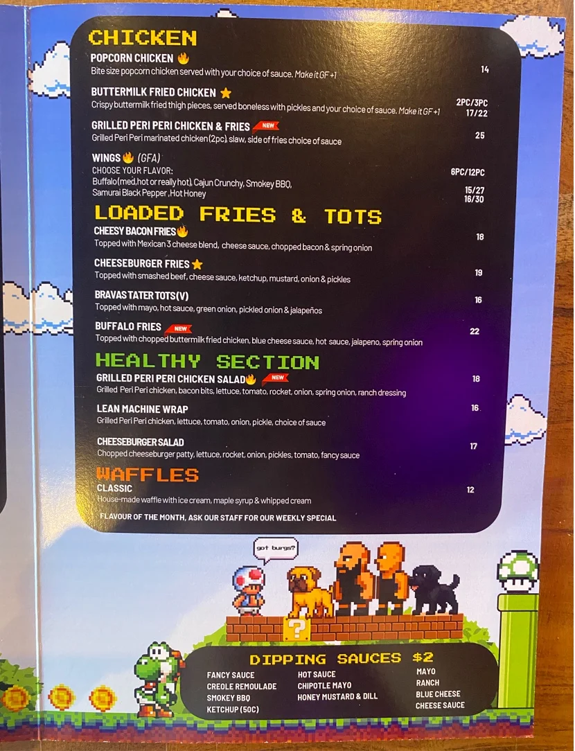 Menu, RoyAl's Chicken and Burgers