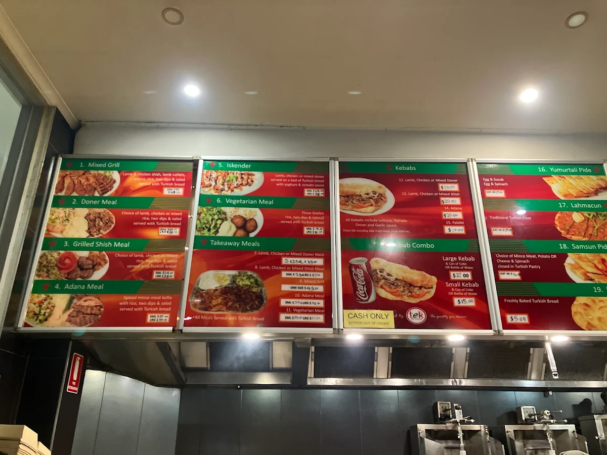 Menu, Melbourne Kebab Station