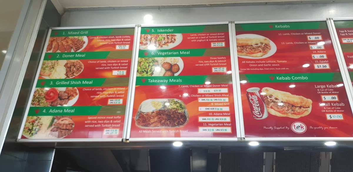 Menu, Melbourne Kebab Station
