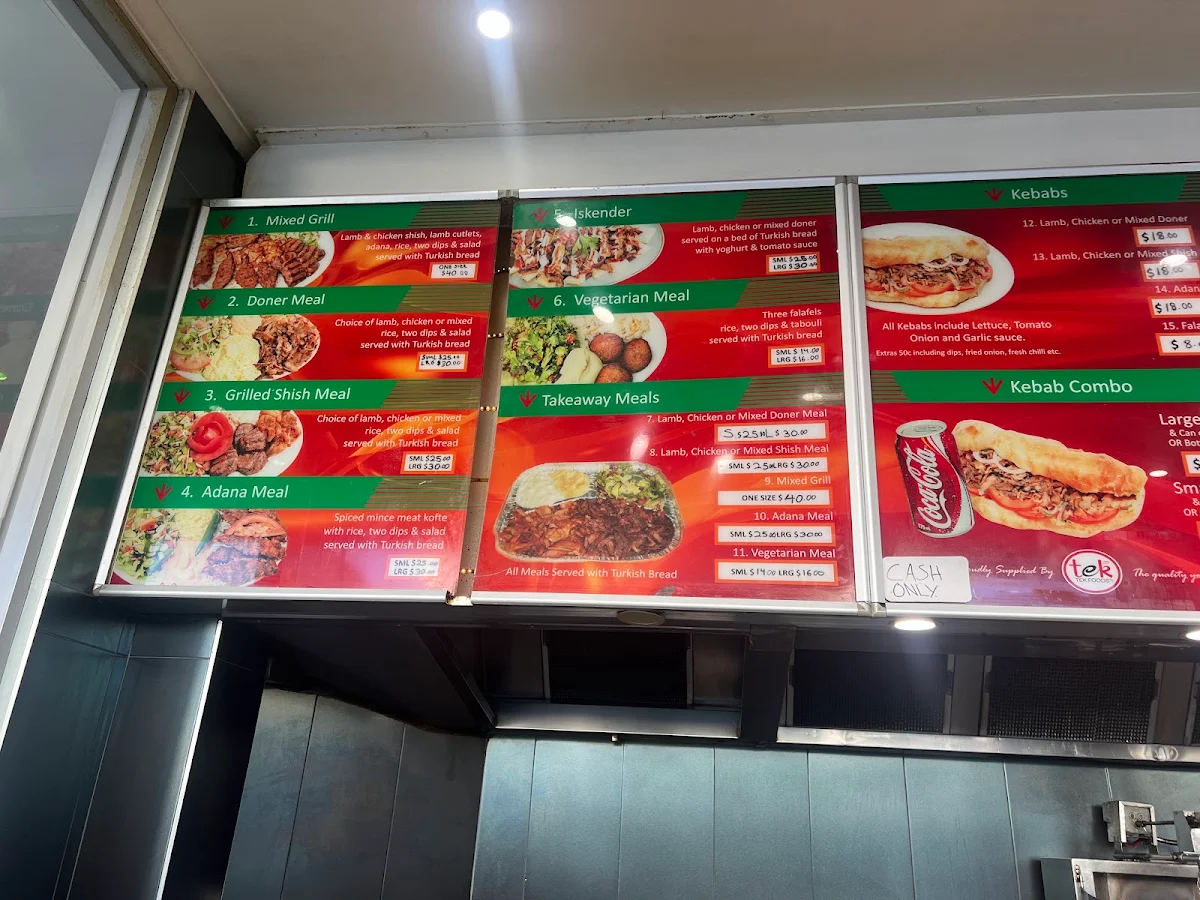 Menu, Melbourne Kebab Station