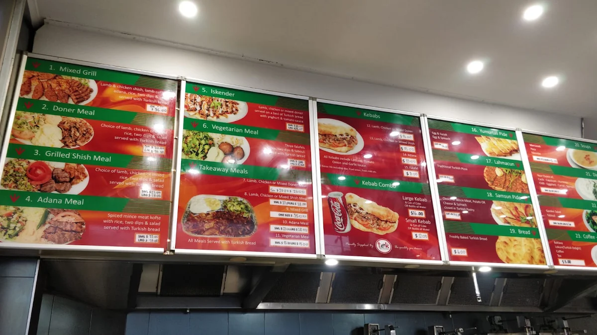 Menu, Melbourne Kebab Station