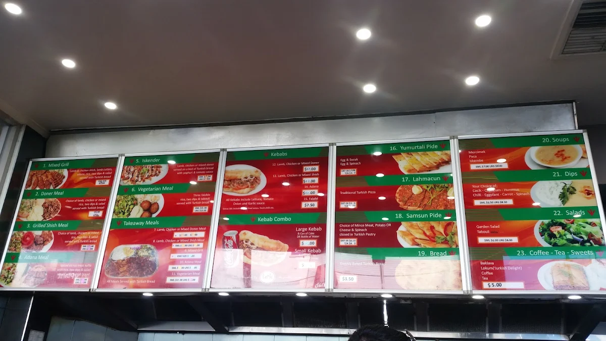 Menu, Melbourne Kebab Station