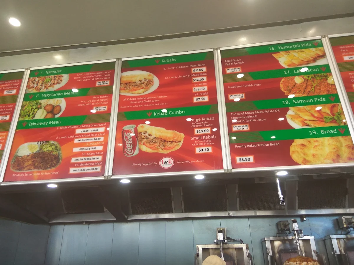 Menu, Melbourne Kebab Station
