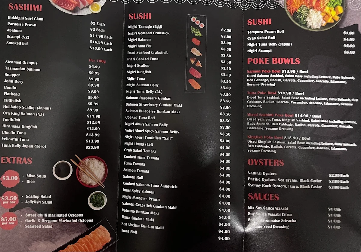 Menu, Get Sashimi Bondi