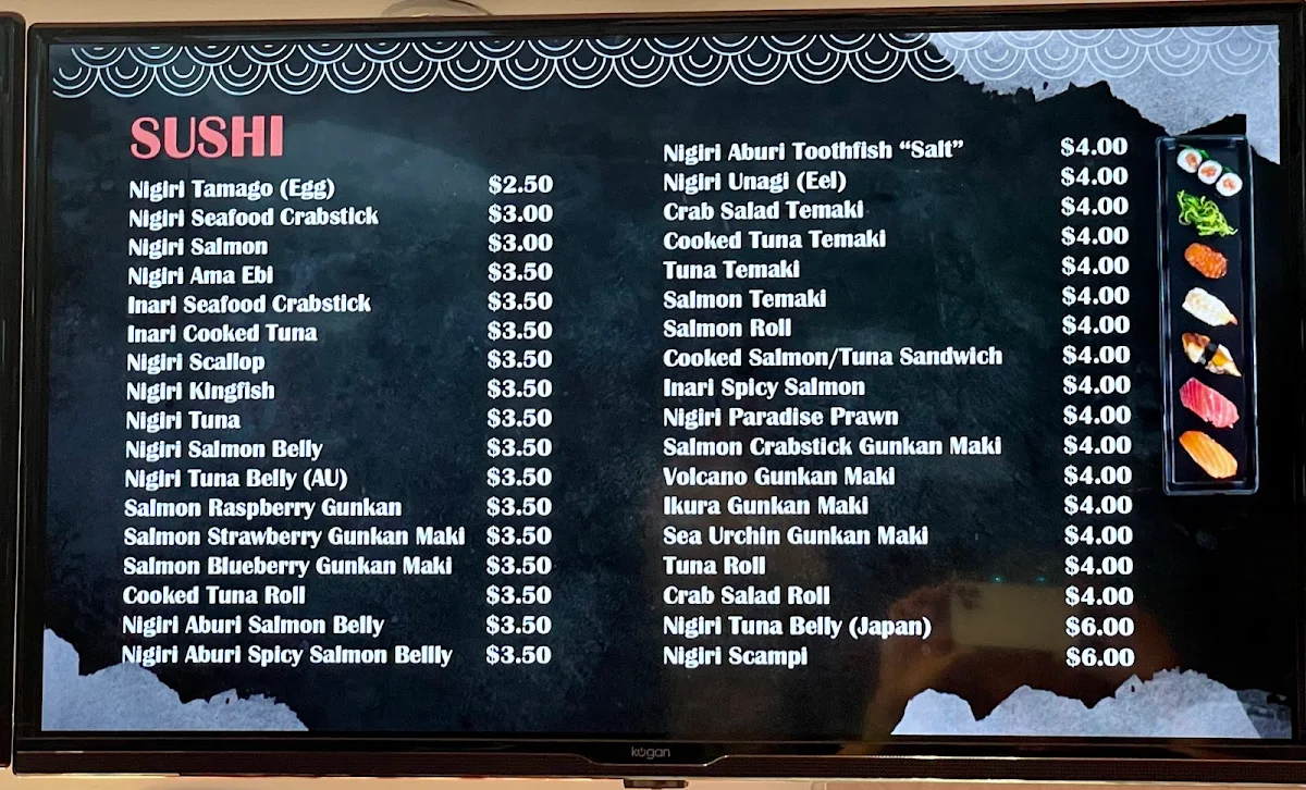 Menu, Get Sashimi Bondi