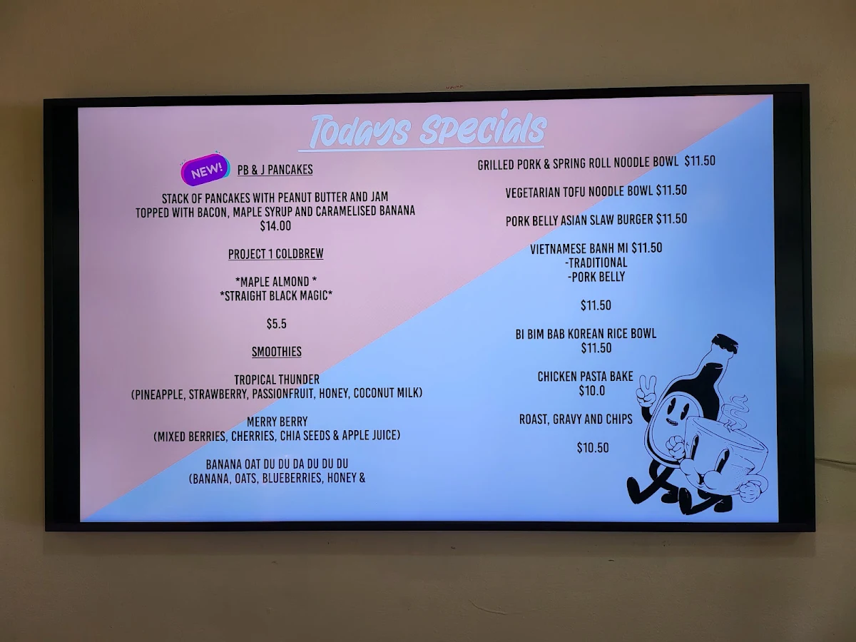 Menu, Moments Cafe