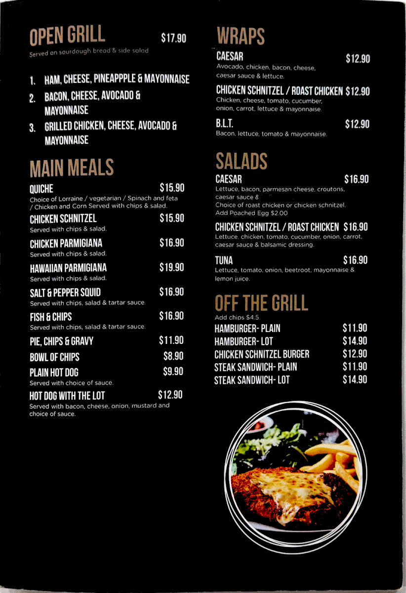 Menu, St George's Bakehouse - Murray Bridge