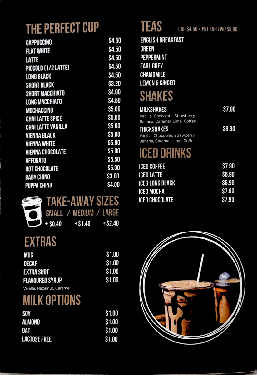 Menu, St George's Bakehouse - Murray Bridge