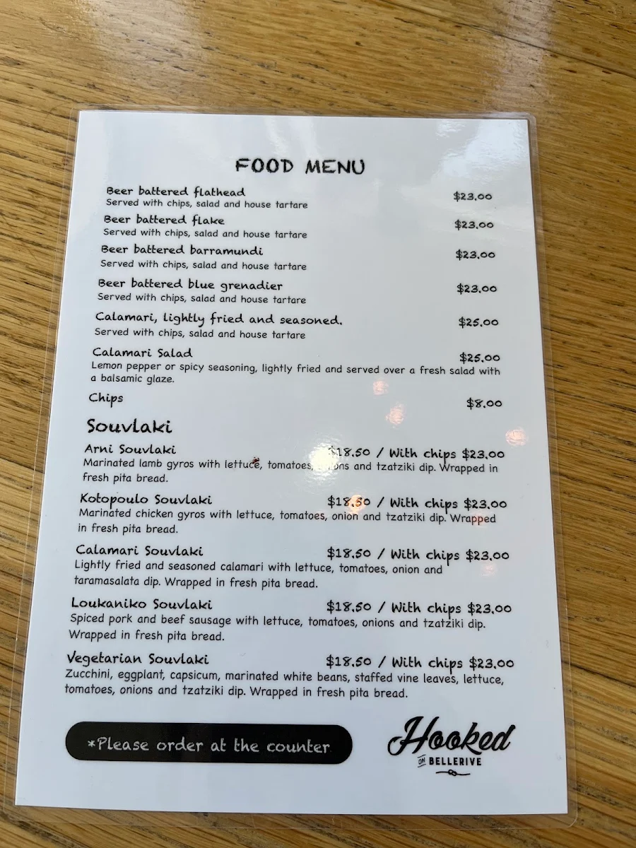 Menu, Hooked on Bellerive