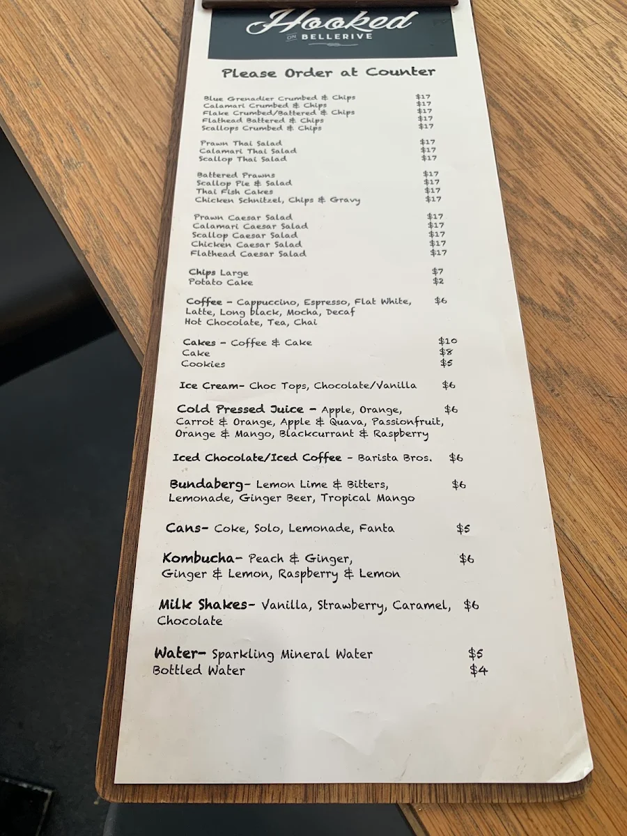 Menu, Hooked on Bellerive