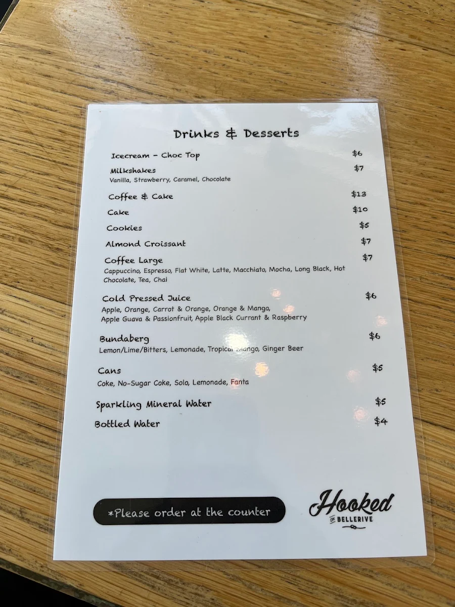 Menu, Hooked on Bellerive