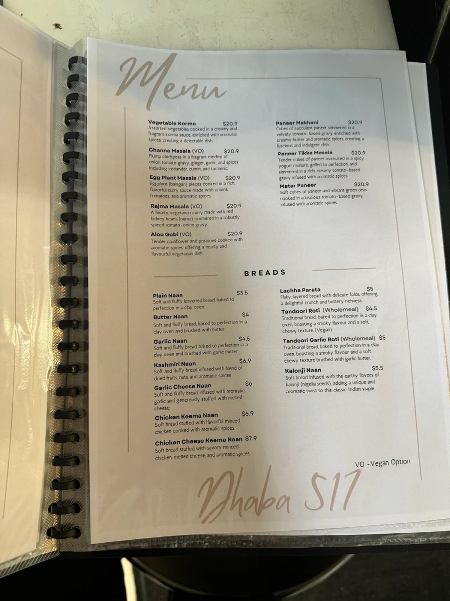 Menu, Dhaba 517