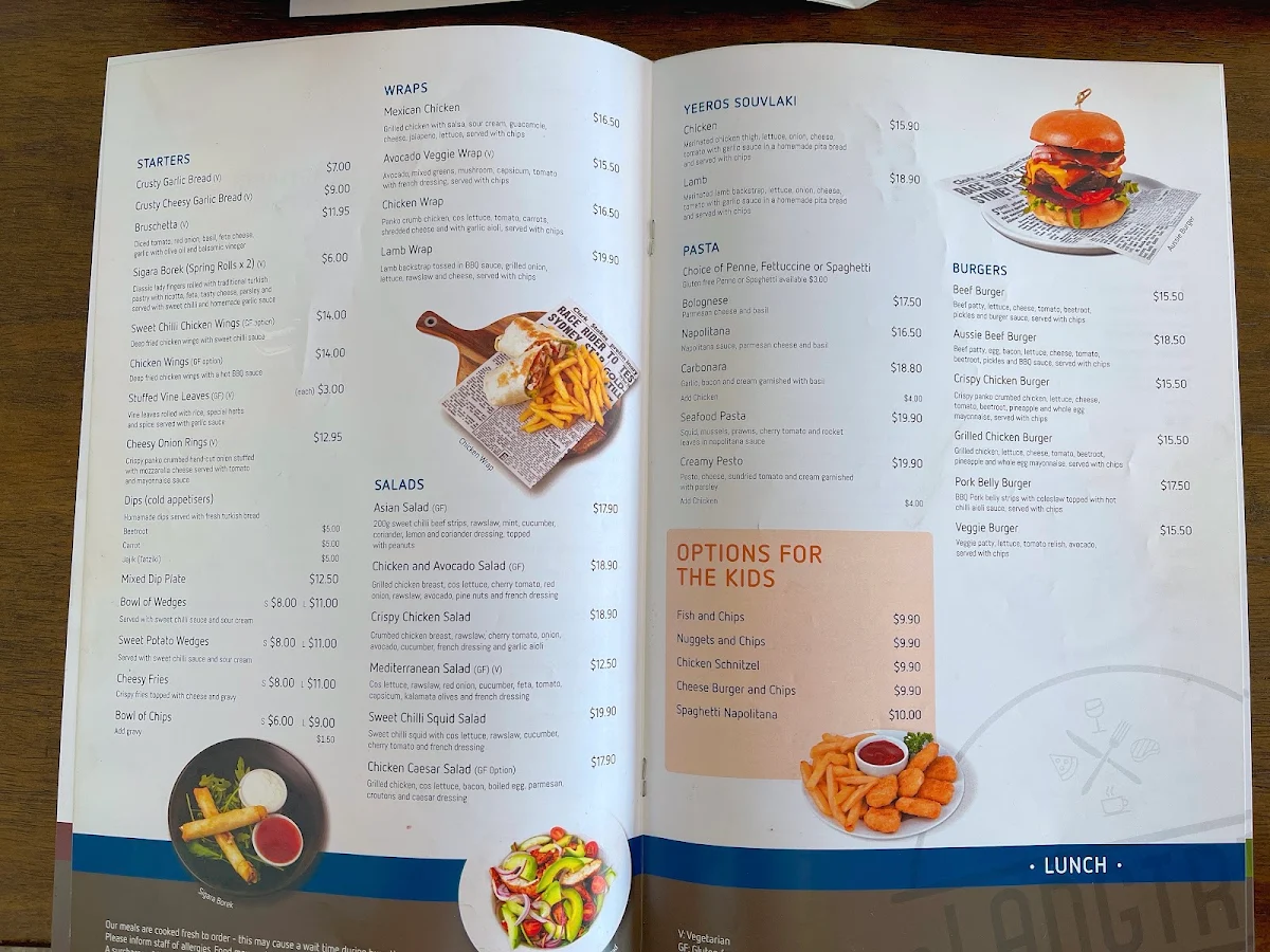 Menu, Langtree Cafe
