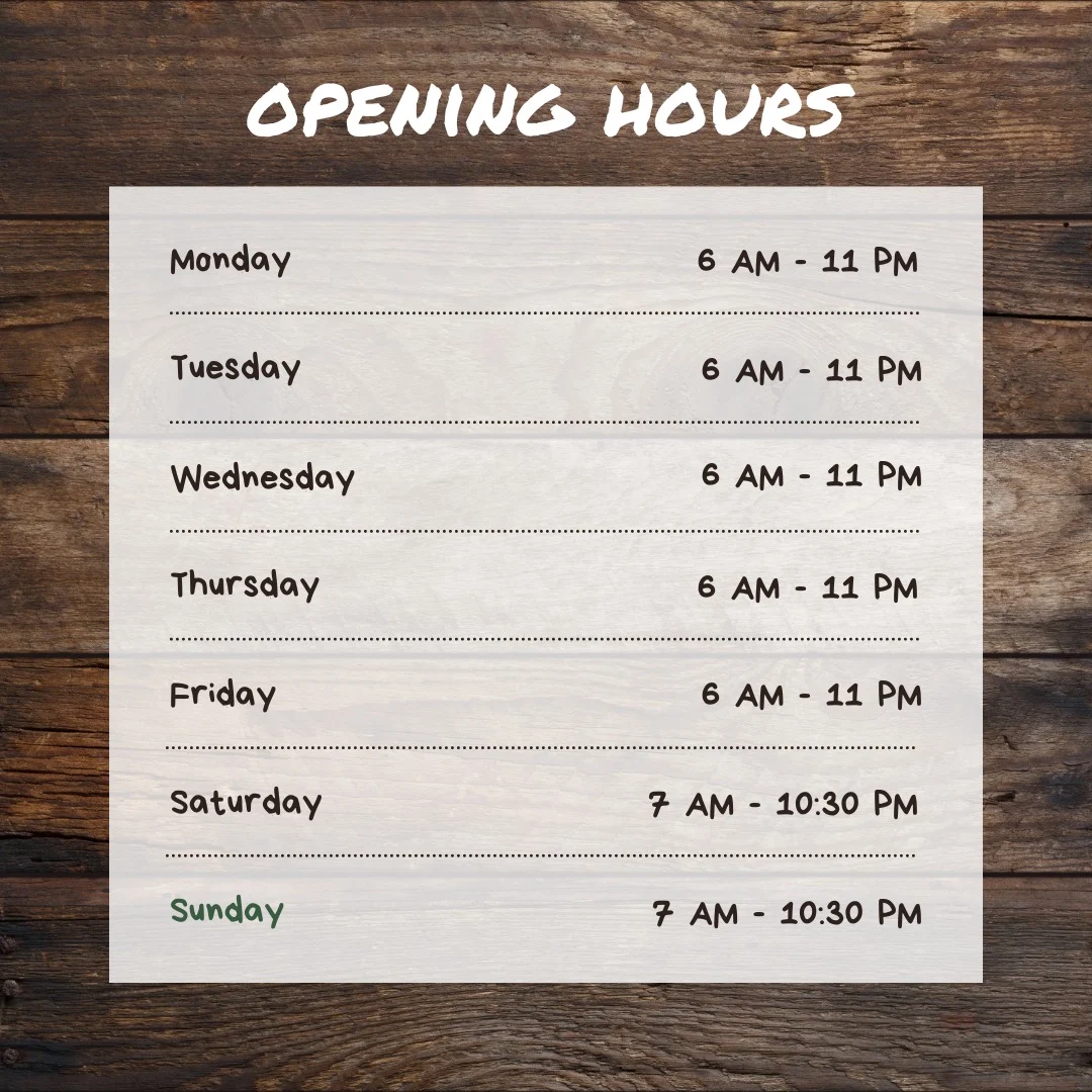 Menu, Avenel Roadhouse