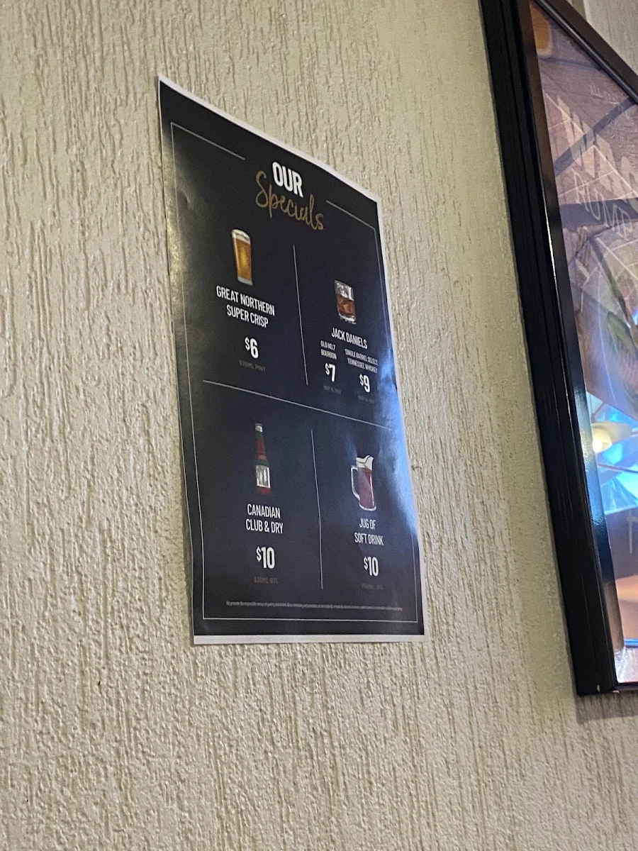 Menu, Glenmore Tavern