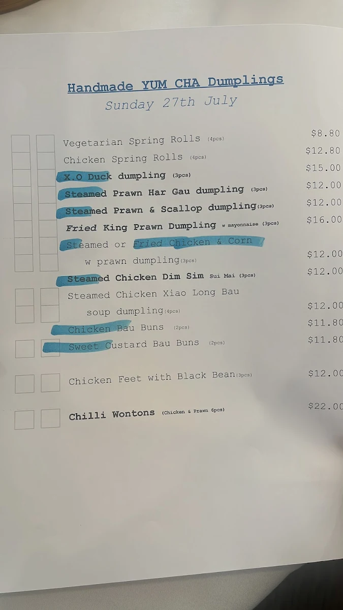 Menu, Beverly Hills 888