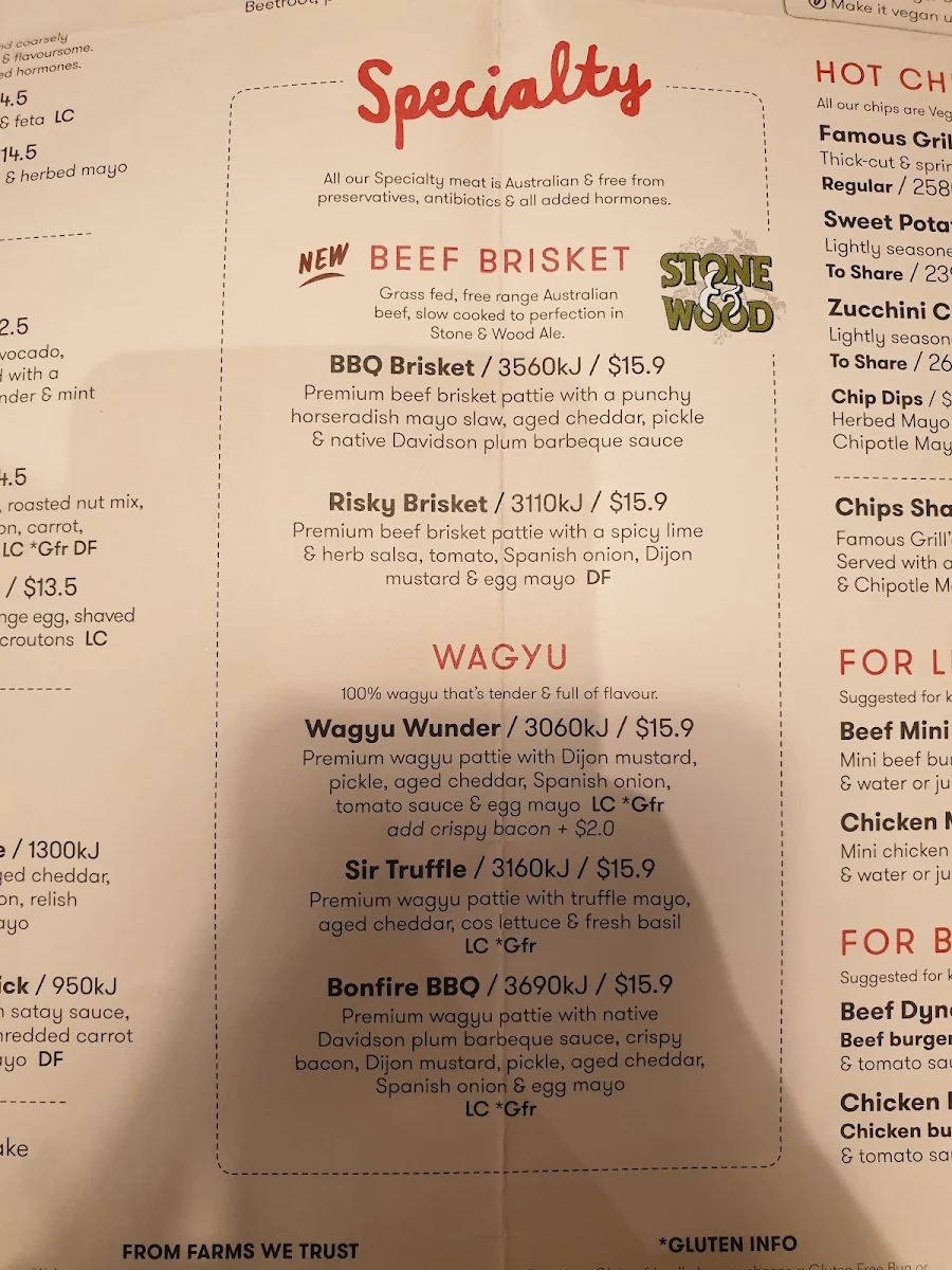 Menu, Grill'd Burgers - Carnegie