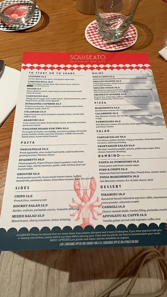 Menu, PAN DIVINO CITY