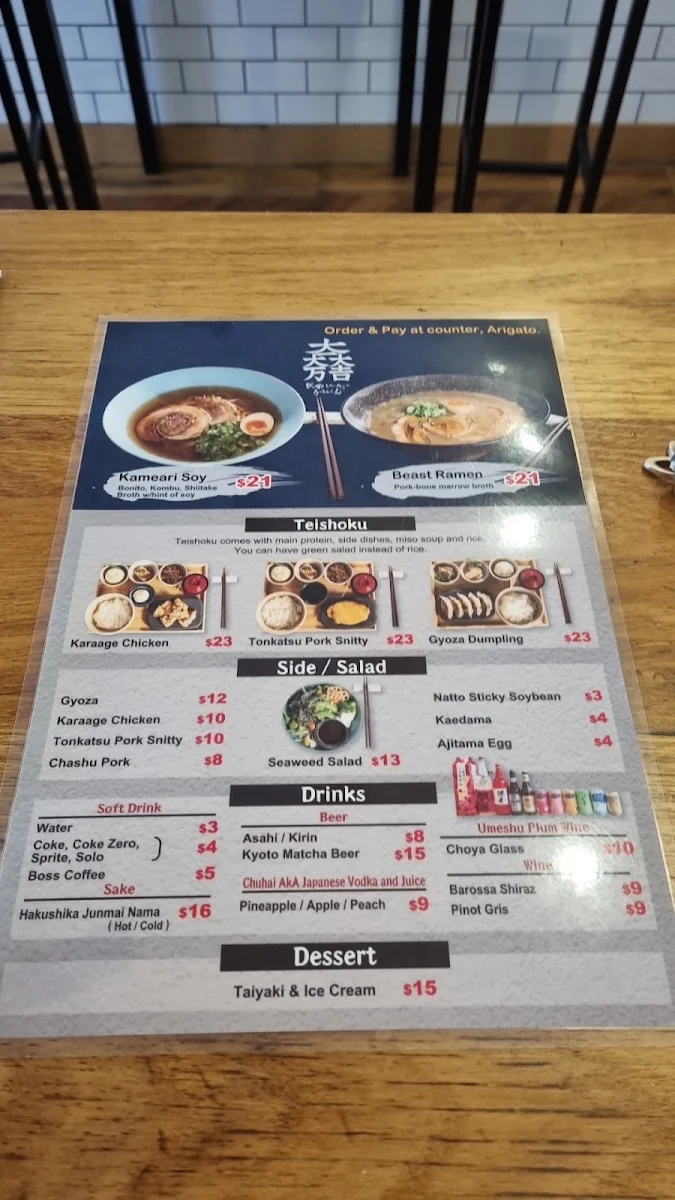 Menu, Beast good food eatery
