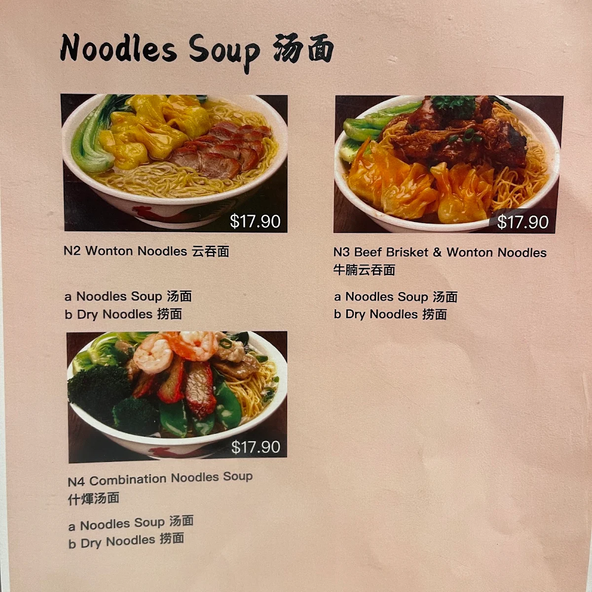 Menu, TRUE ASIAN KITCHEN