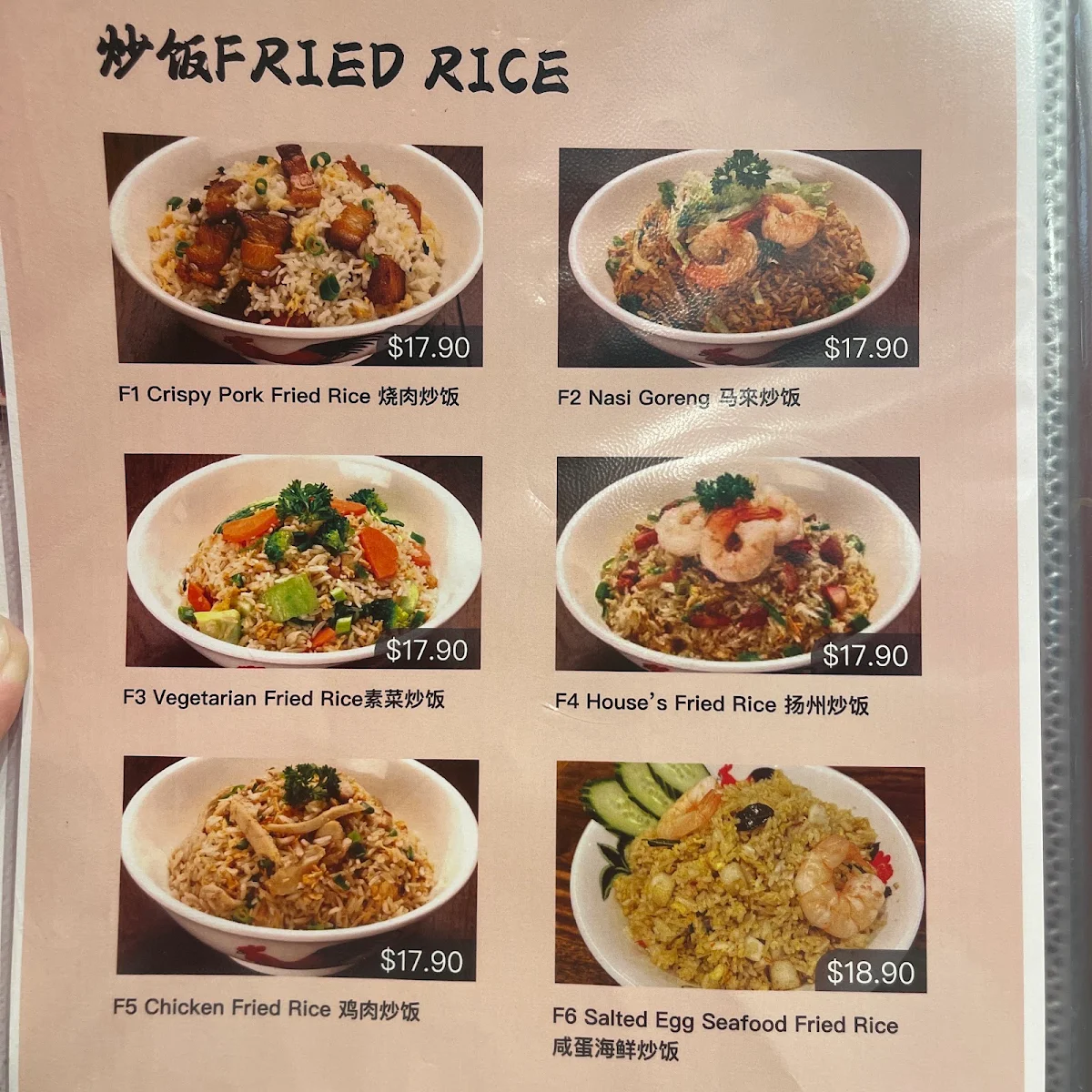 Menu, TRUE ASIAN KITCHEN