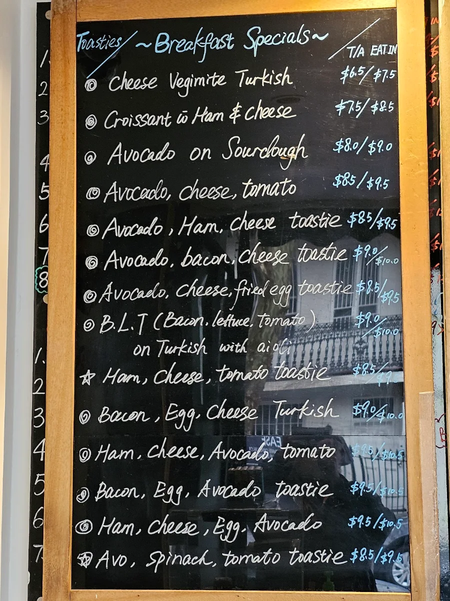 Menu, Lion Corner Cafe