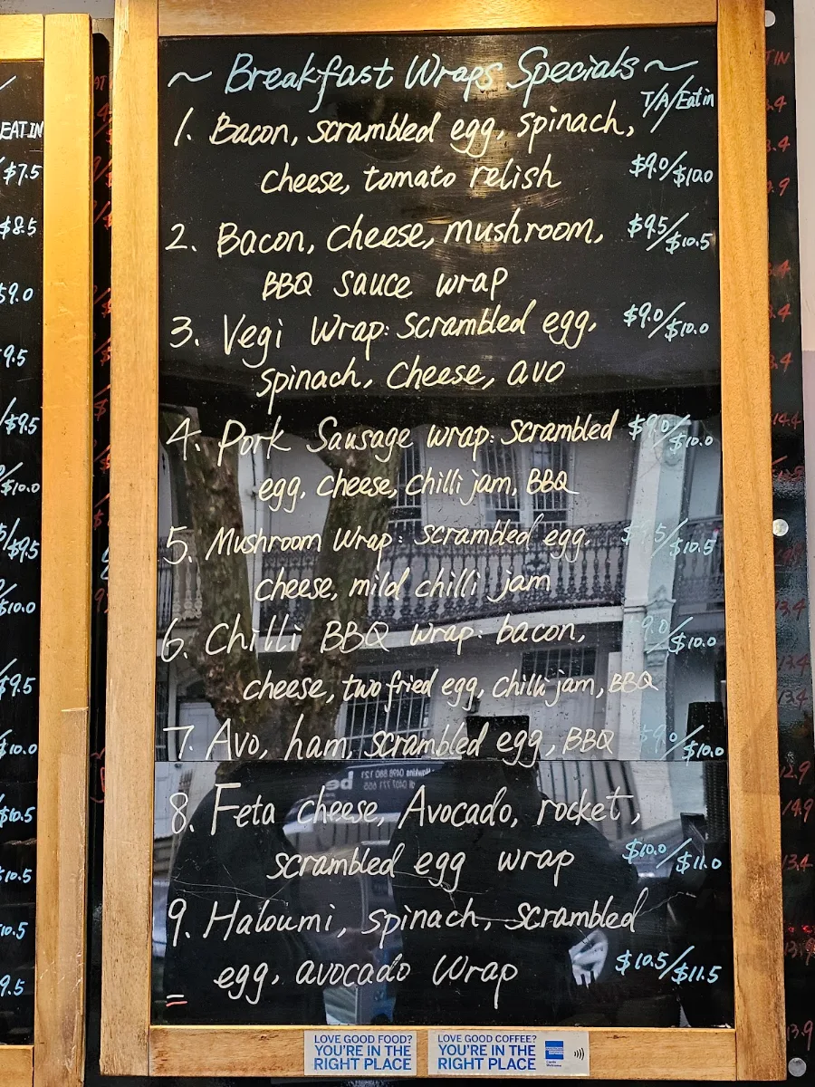 Menu, Lion Corner Cafe