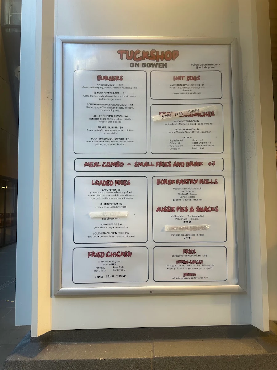 Menu, Tuckshop on Bowen