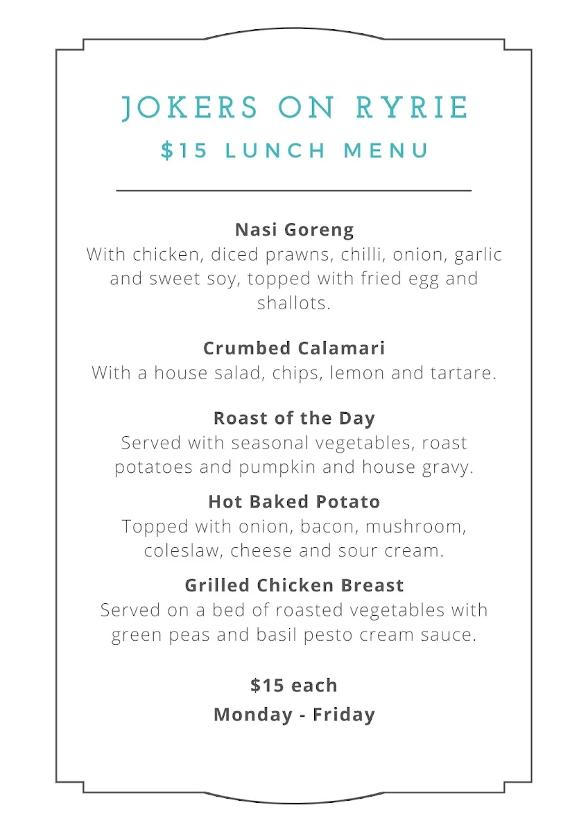 Menu, Jokers on Ryrie