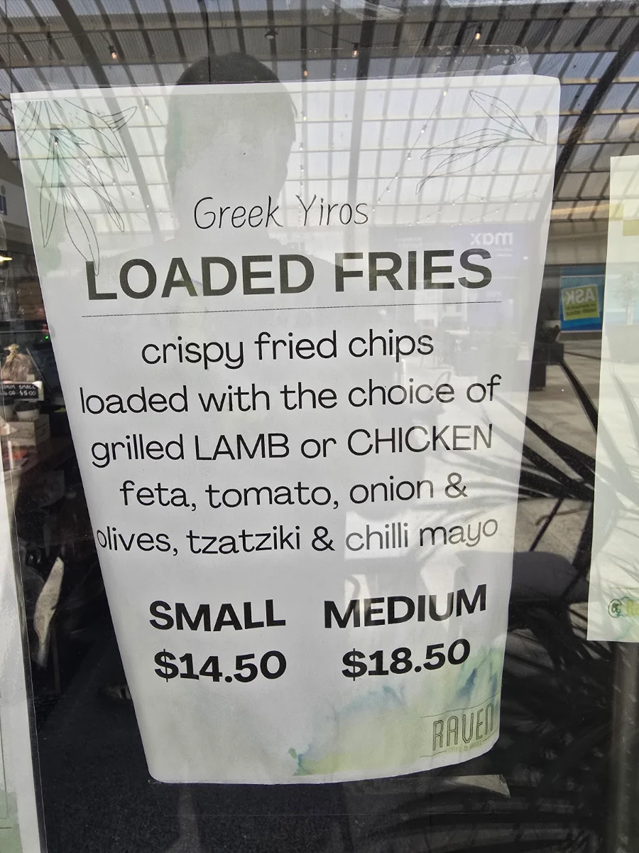 Menu, Raven Cafe & Grill