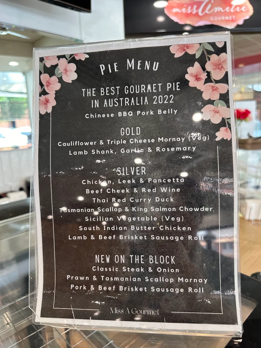 Menu, Miss Amelie Gourmet Albury