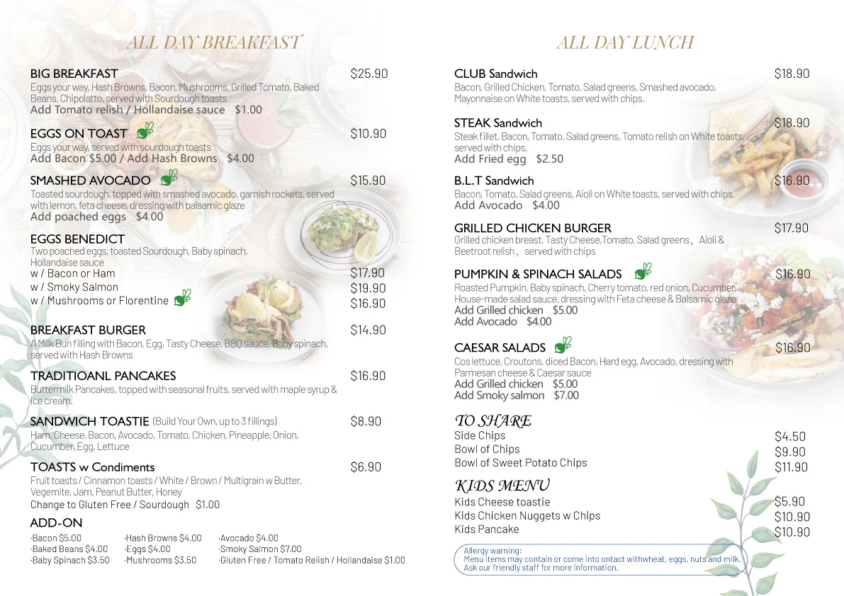 Menu, Coffee Cups Specialty Coffee
