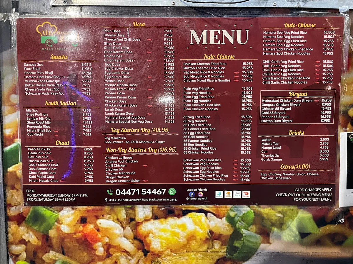 Menu, Hamara Gaadi Blacktown