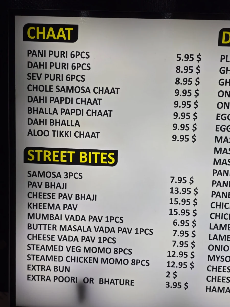 Menu, Hamara Gaadi Blacktown