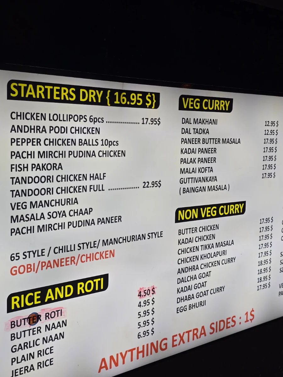 Menu, Hamara Gaadi Blacktown