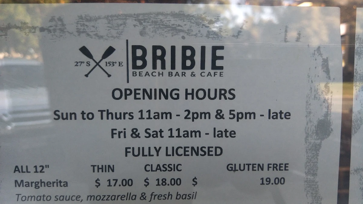 Menu, Bribie Beach Bar
