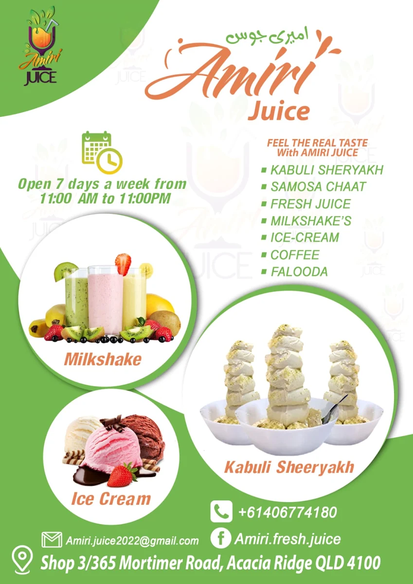 Menu, Foladi Juice Point