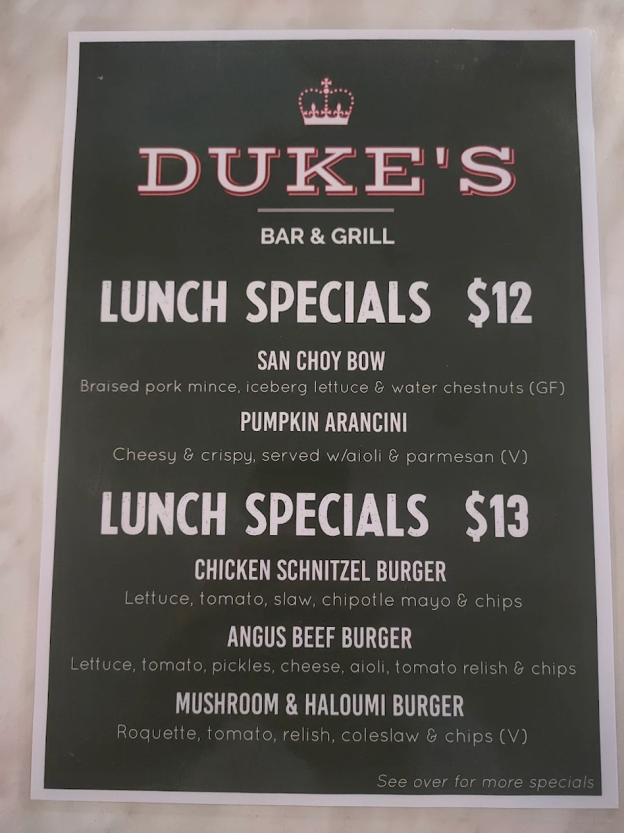 Menu, Kogarah Hotel
