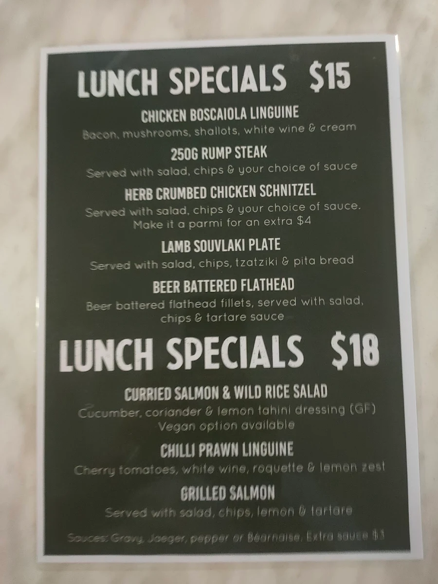 Menu, Kogarah Hotel