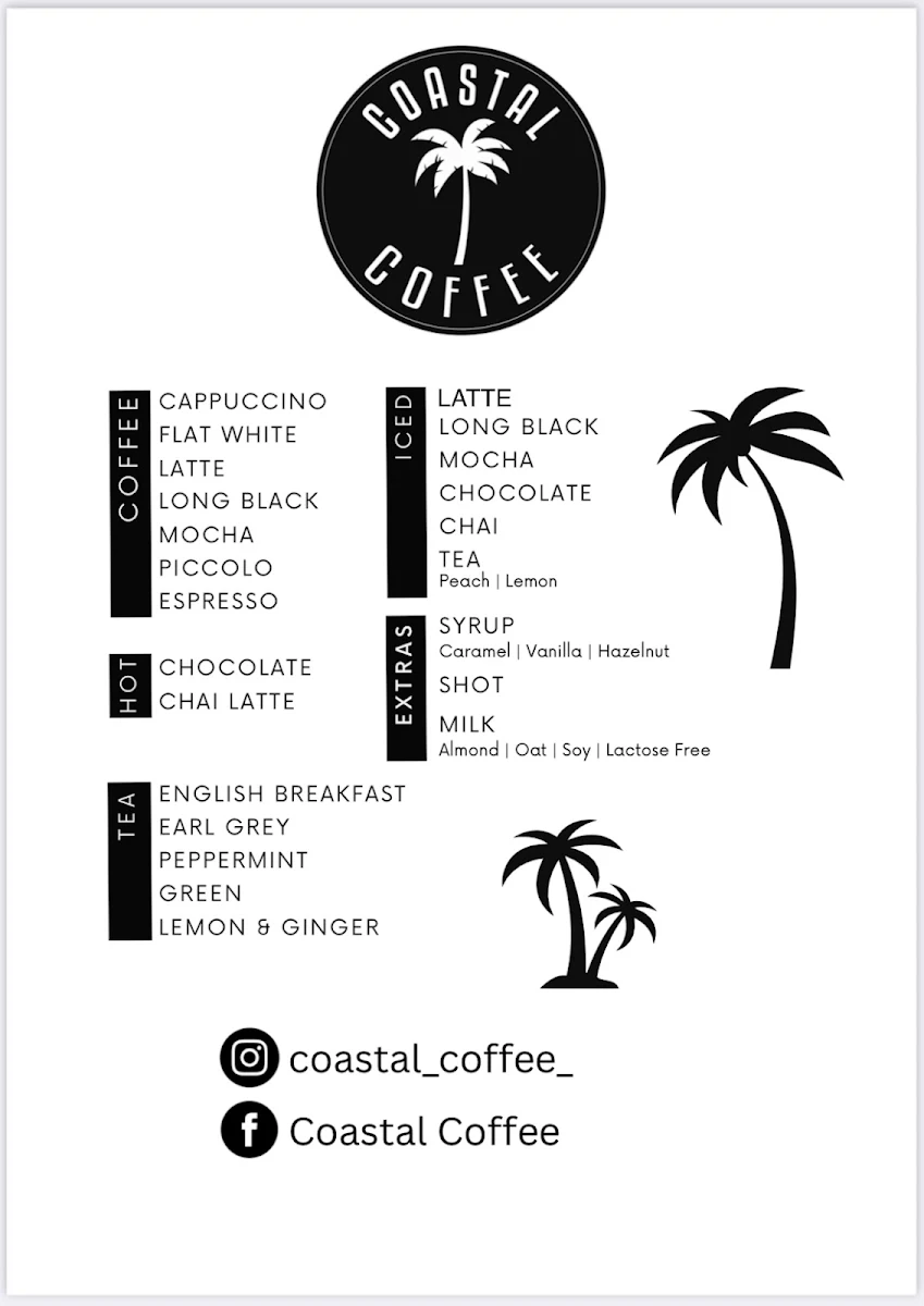 Menu, Coastal Coffee