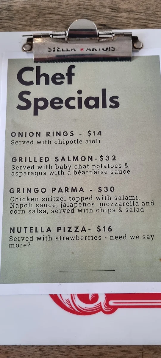 Menu, Spotswood Hotel
