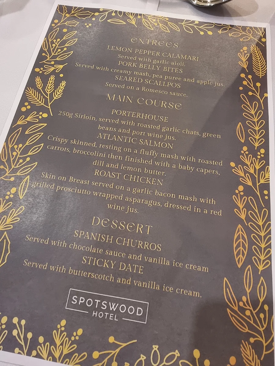 Menu, Spotswood Hotel