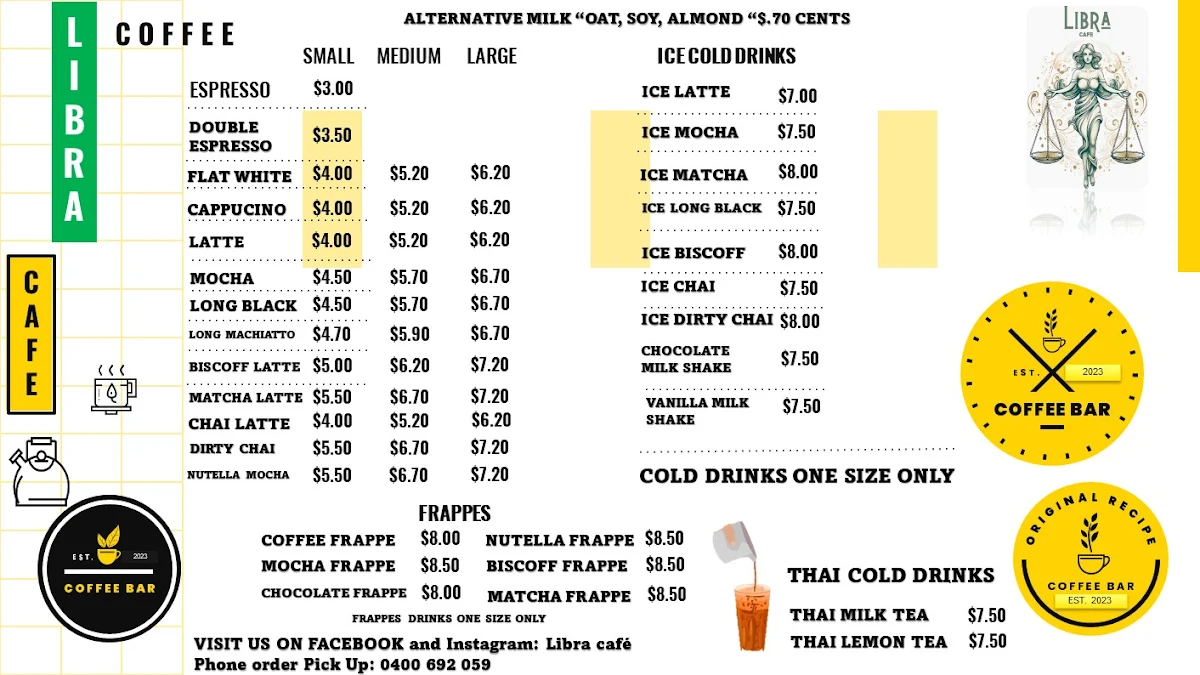 Menu, Libra Cafe Thai Restaurant ( Vegan, Vegetarian , Gluten Free Options) , Asian Cafe, Asian Restaurant, Asian Food