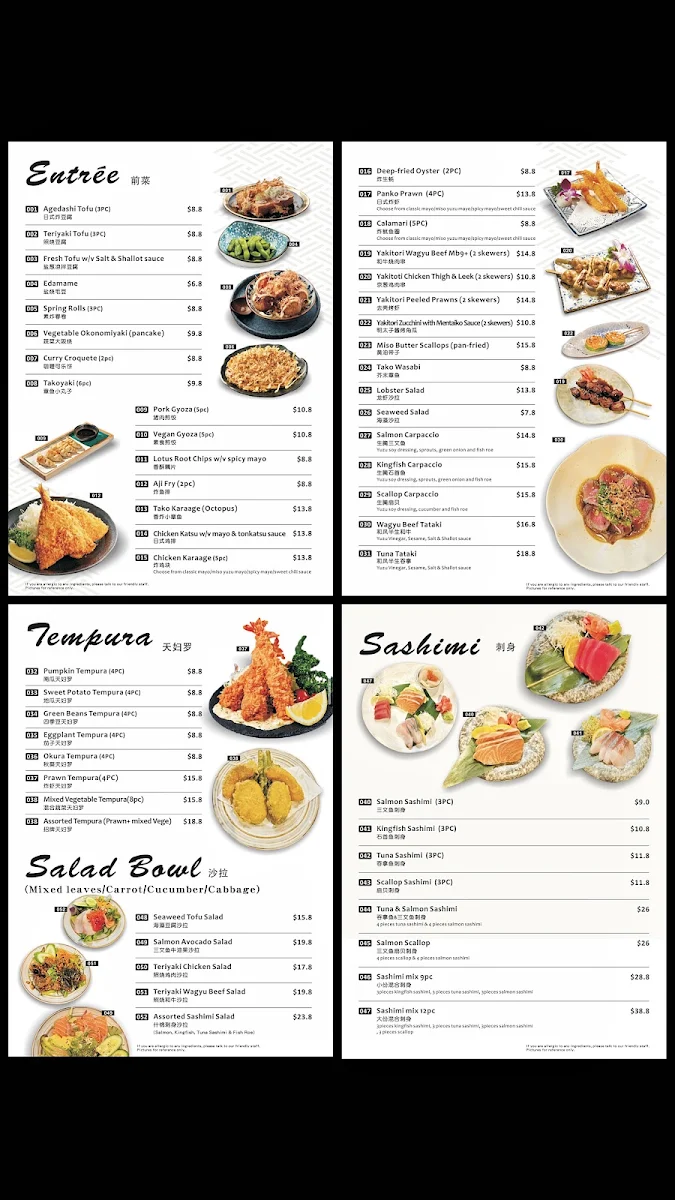 Menu, Miko Miko Japanese Restaurant