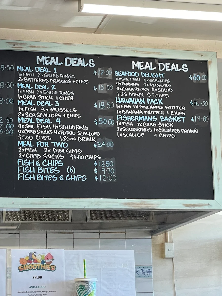 Menu, Wollaston Fish and Chips