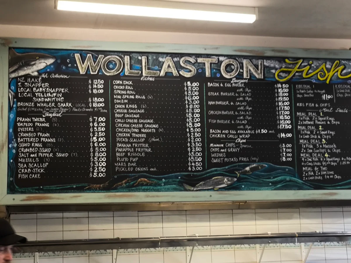 Menu, Wollaston Fish and Chips